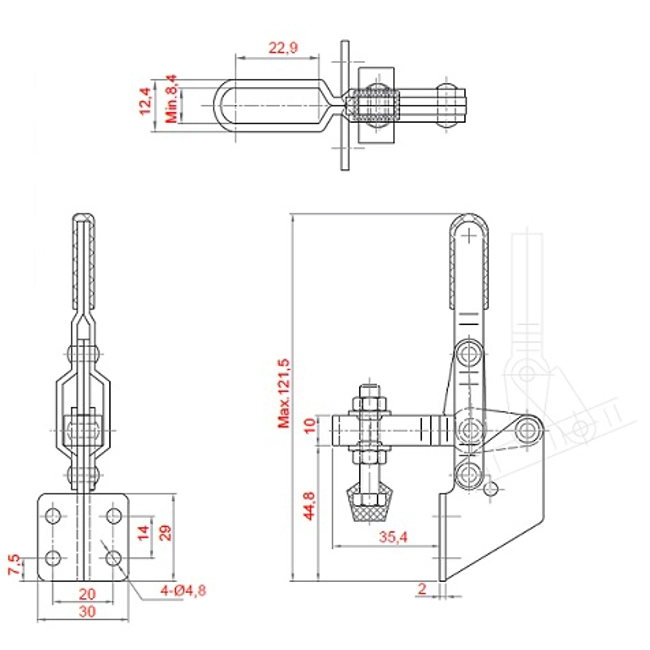 Vendita online Bloccaggio verticale base piatta braccio regolabile 100 Kg.